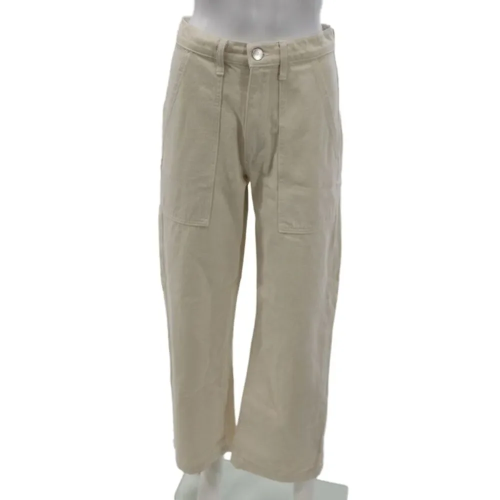Road To Nowhere Unisex Cropped Cargo Pants Beige Cotton Size 2